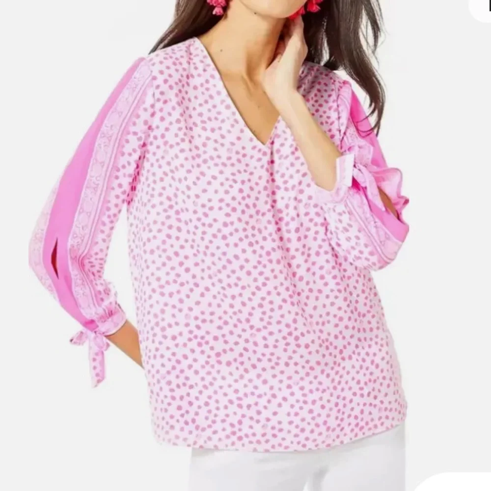 Lilly Pulitzer too , blouse “Pamala” Pink Sz L - Picture 1 of 8
